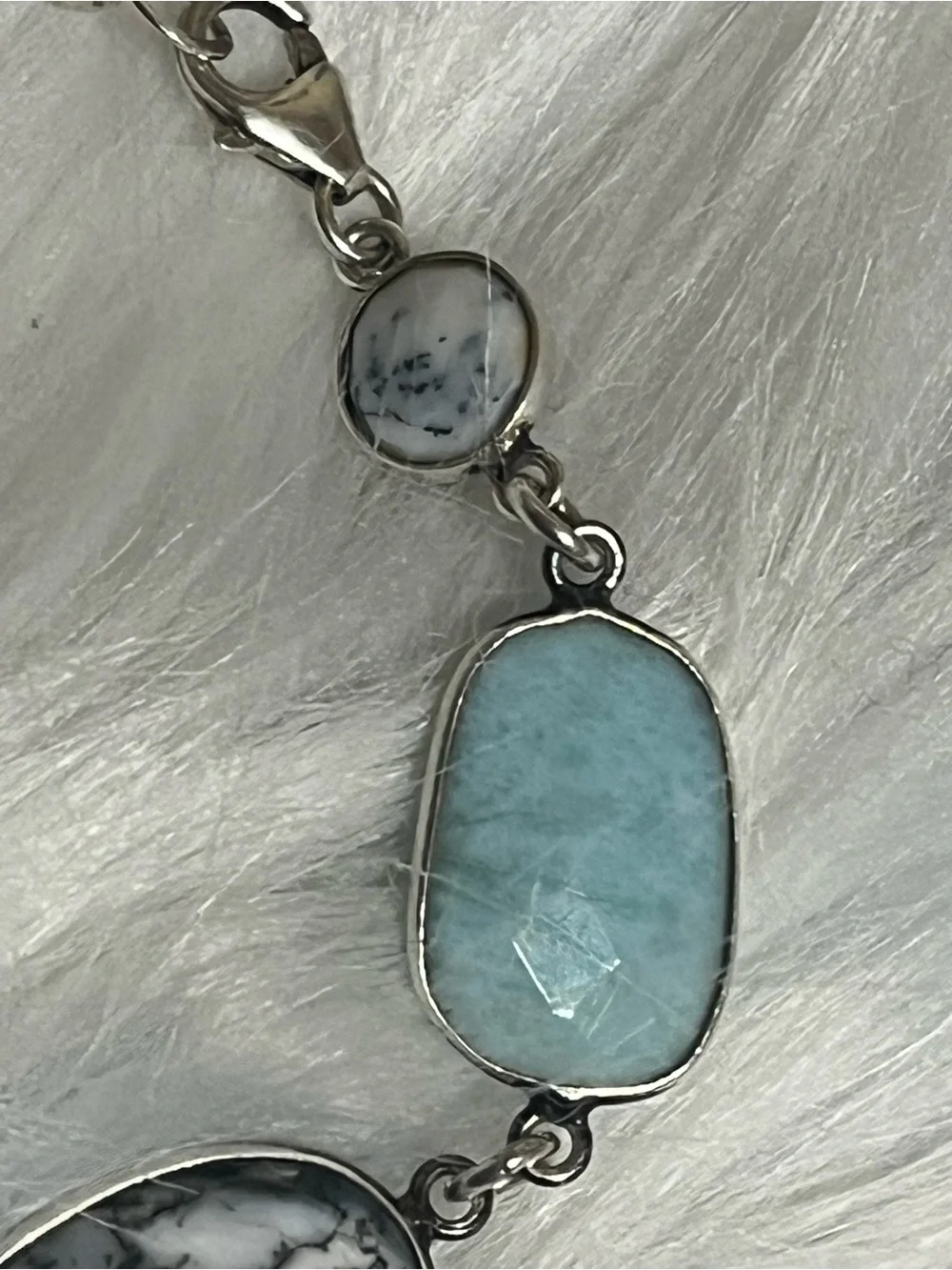 Gorgeous Sterling Larimar Dendritic Agate Bracelet